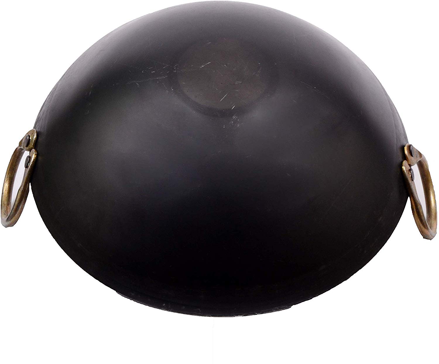 Pure Iron Deep Kadhai with Golden Handle Rings