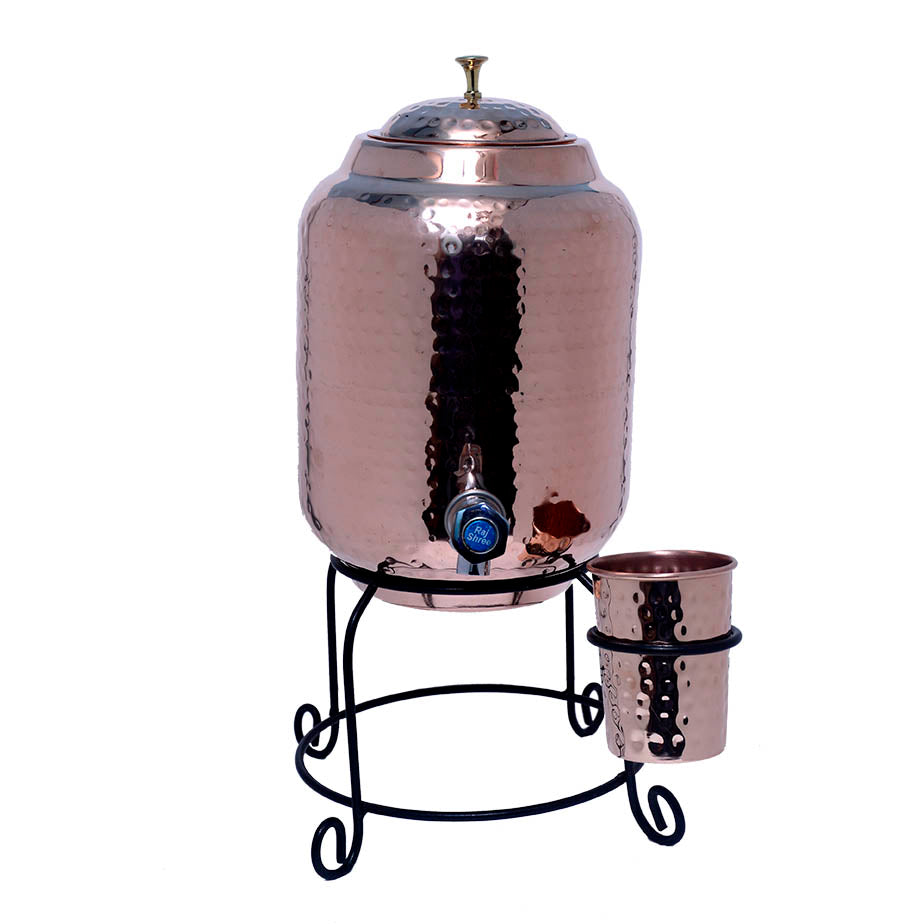 Copper Matka Set + 2 glasses