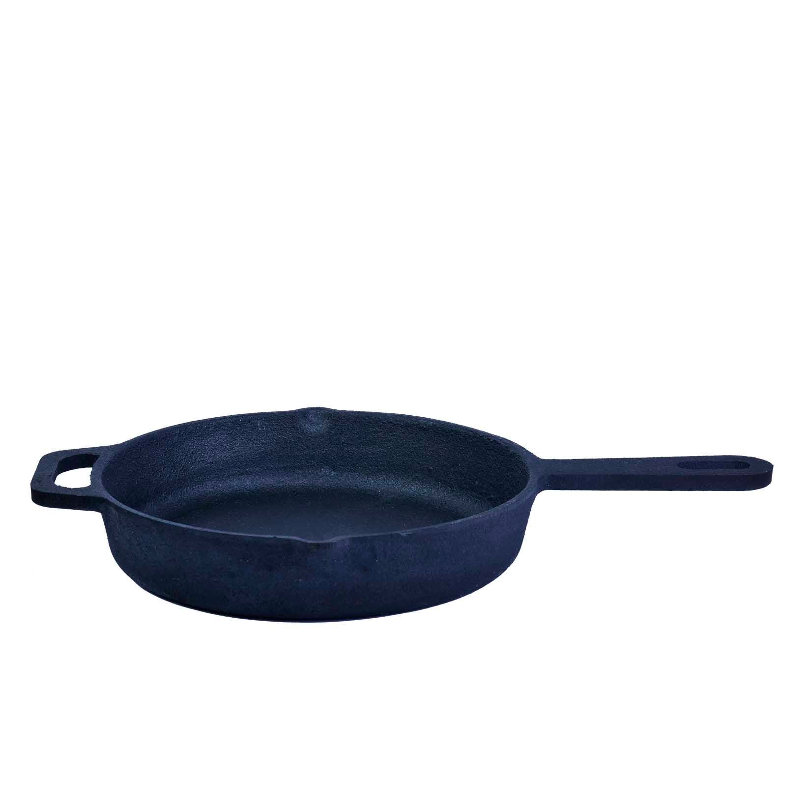 Cast Iron Round Skillet Pan Long Handle - 10 Inch / 25 Cm (Induction & Gas Stove Compatible)