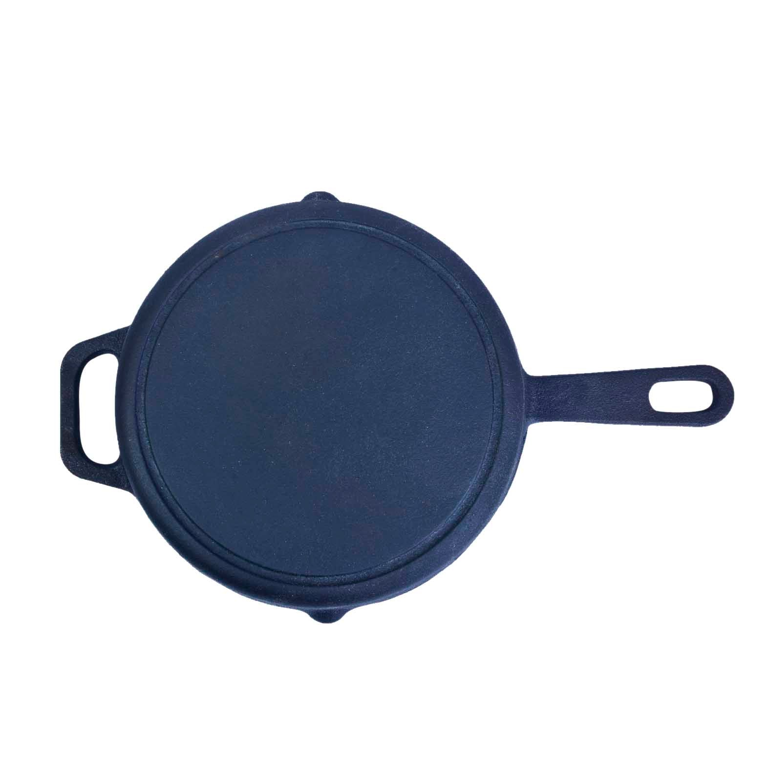 Cast Iron Round Skillet Pan Long Handle - 10 Inch / 25 Cm (Induction & Gas Stove Compatible)