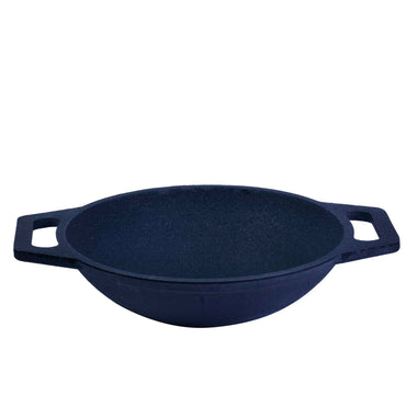 Cast Iron Kadai Pre-Seasoned Double Handle Smooth Finish (25 cm / 10 inch), Capacity - 2L