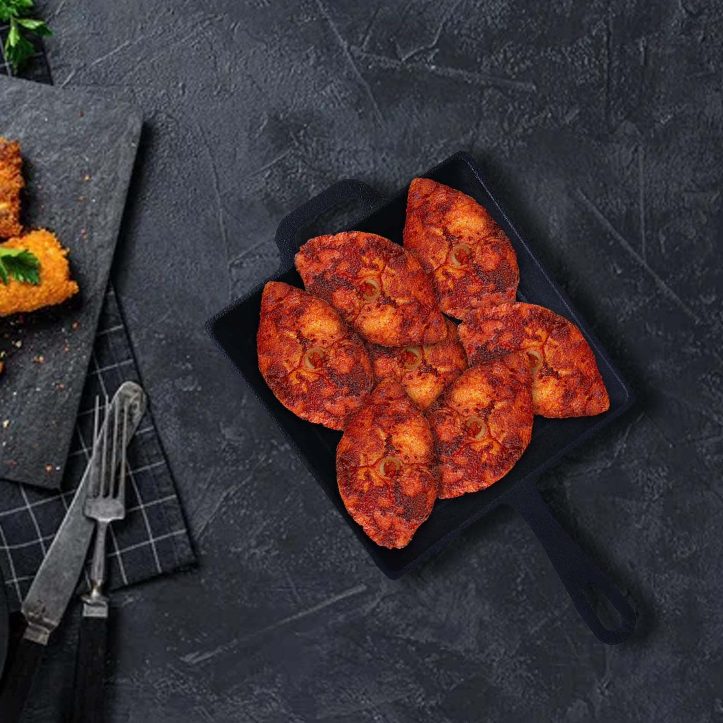 Square Skillet Pan Long handle (10 Inch / 25 Cm)