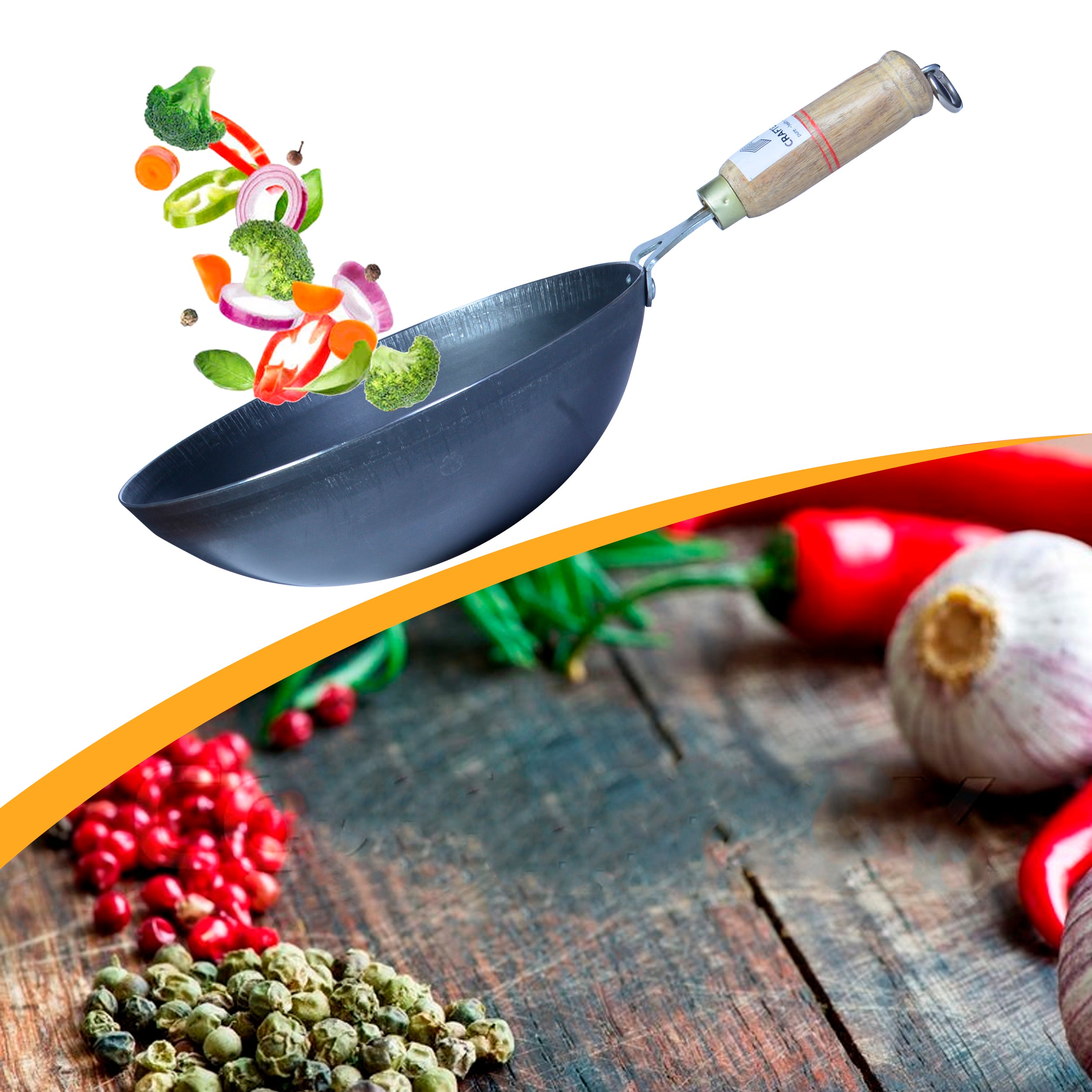 Iron Long Handle kadhai - ( 25 cm / 10inch ) - Iron Roti Tawa Handle (10.5 Inch)