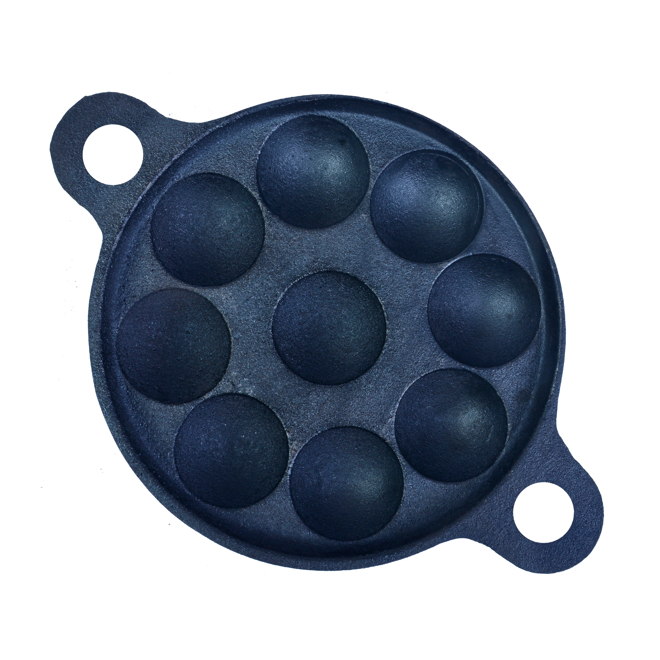Cast Iron Panniyaram /Appam Pan-  9 cavity (11 inch / 28 cm), Induction & Gas Stove Compatible