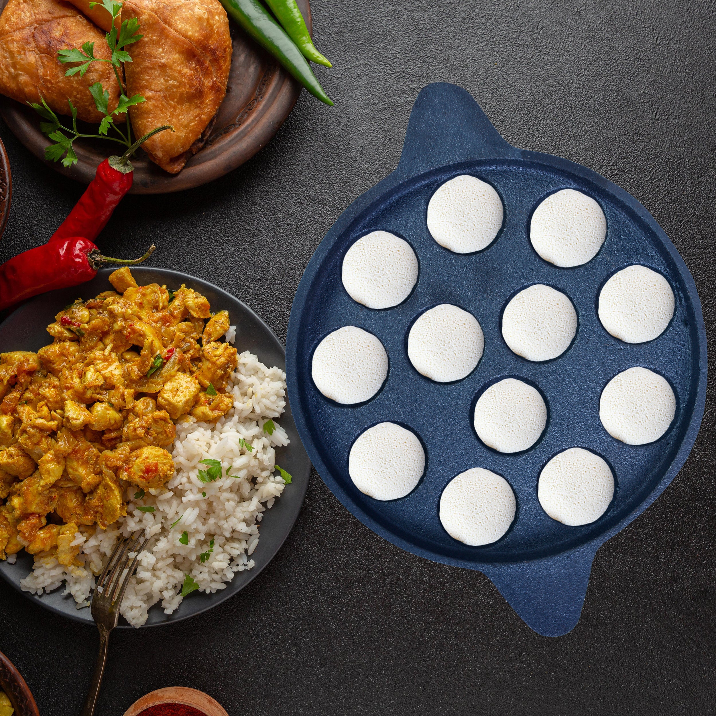 Cast Iron Panniyaram /Appam Pan - 12 cavity (29 cm/ 11.5 inch)
