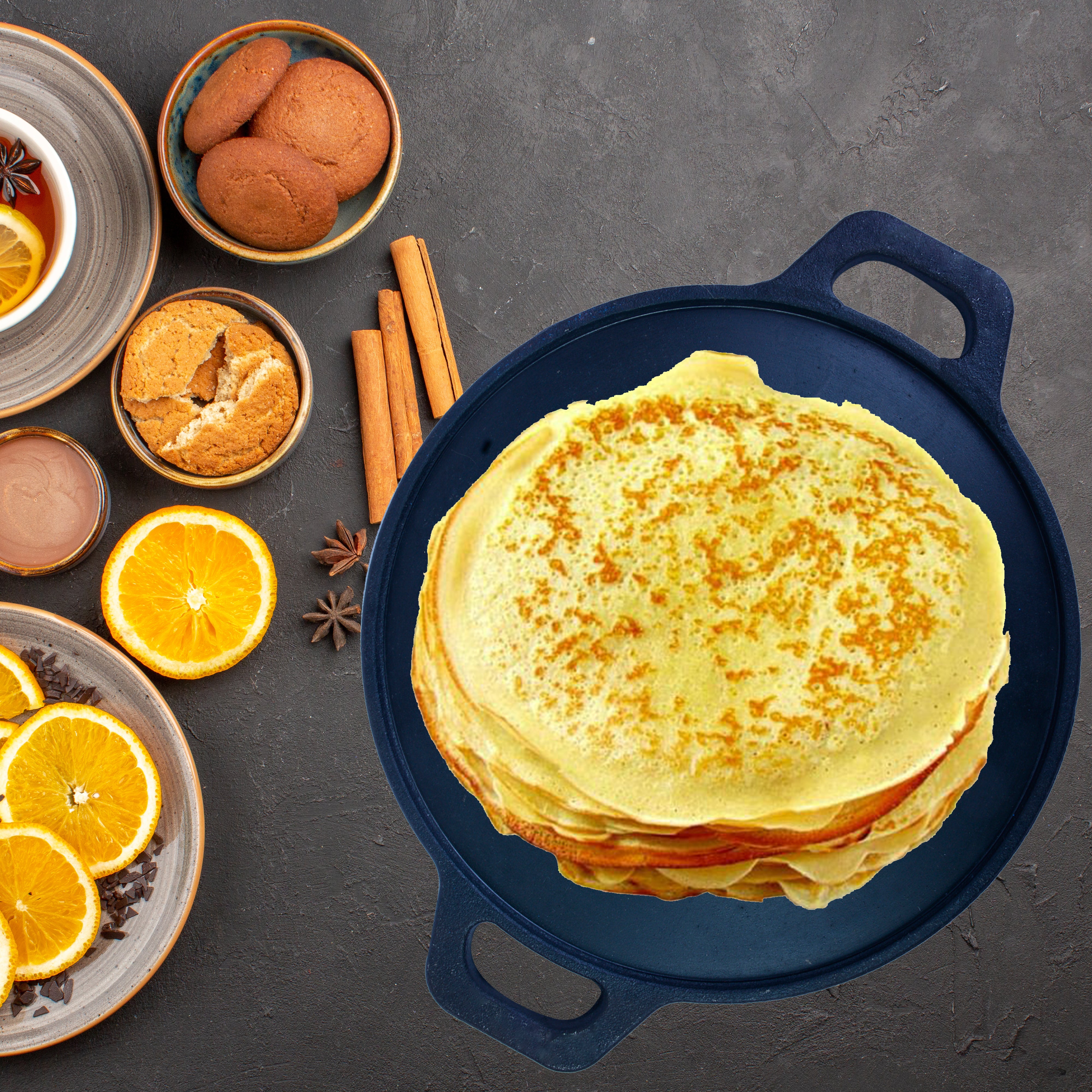 Wire Kadhai -(10 inch / 25 cm) + Dosa Tawa (12 inch / 30 cm) + Cast Iron Pannirayam/Appam - 12 Cavity (29 Cm/ 11.5 Inch)