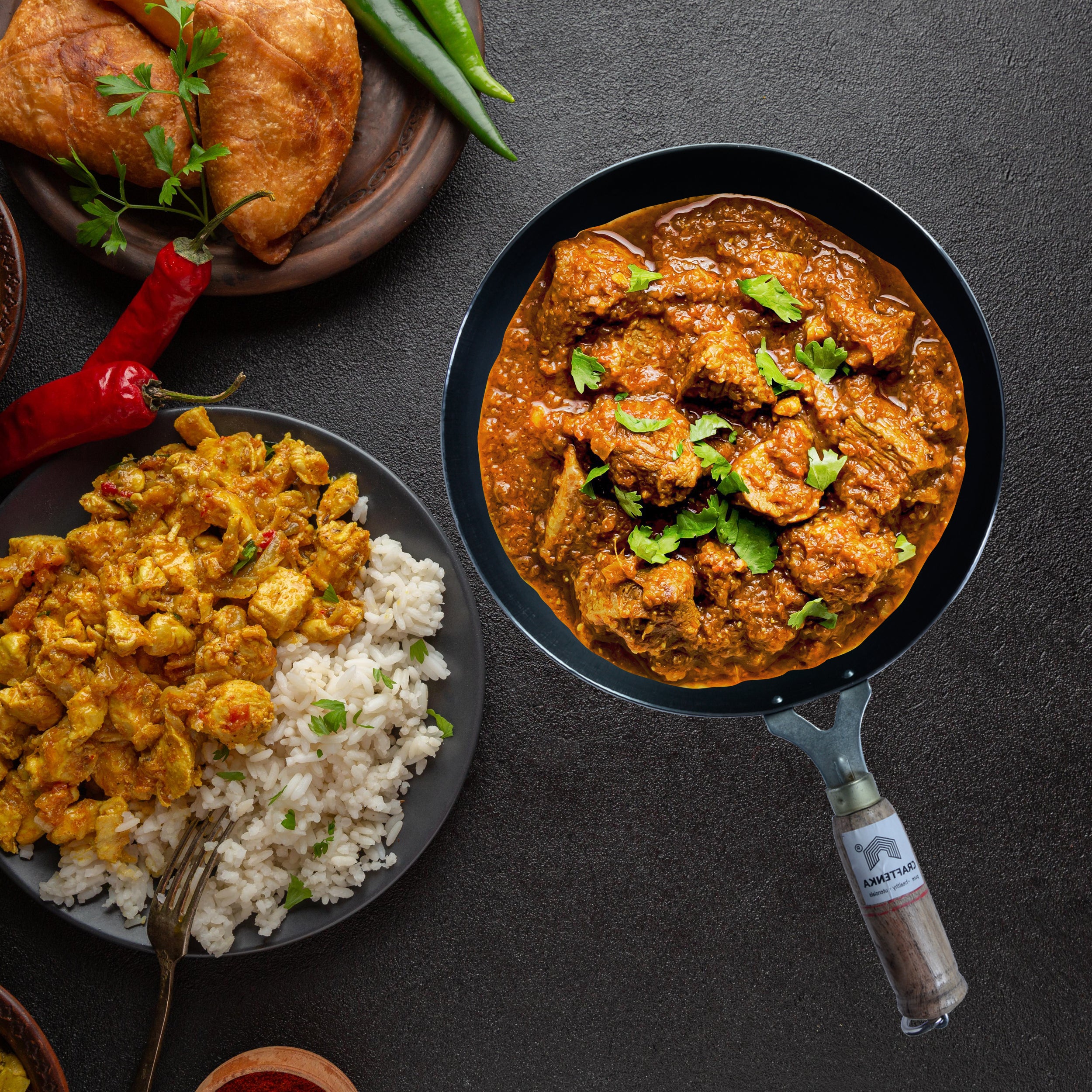 Iron Long Handle kadhai - ( 25 cm / 10inch ) - Tadka Pan - (11 inch / 28 cm)