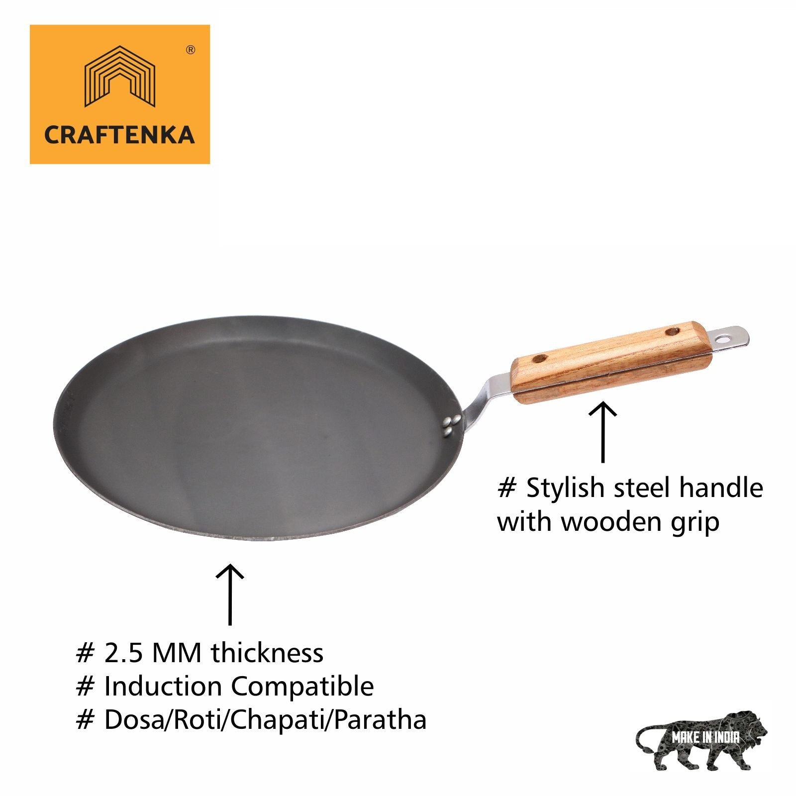 Pure Iron Premium Multipurpose-Induction Tawa - (26 cm/10 inch)